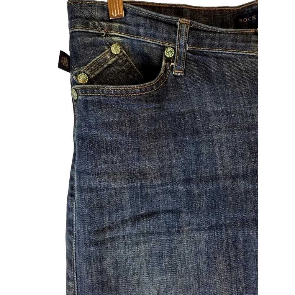 Rock & Republic Women's Dark Blue Embroidered Pocket Bootcut Jeans